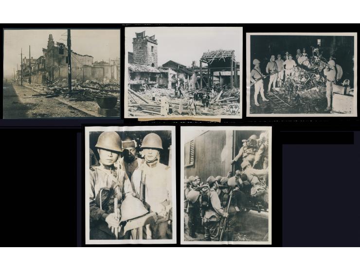 the early images (1924–1927) show U.S. Marines stationed in Shanghai and scenes of urban ruins, reflecting the political inst