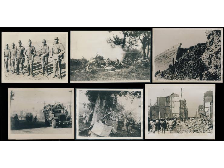documenting the Sino-Japanese conflict and its impact across China. Scenes include troop movements, artillery and river cross