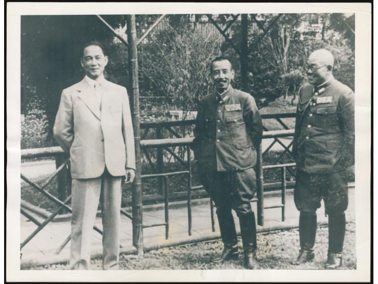 taken in Shanghai showing Wang Ching-wei (left) with two Japanese officers after defecting from the Nationalist government, d