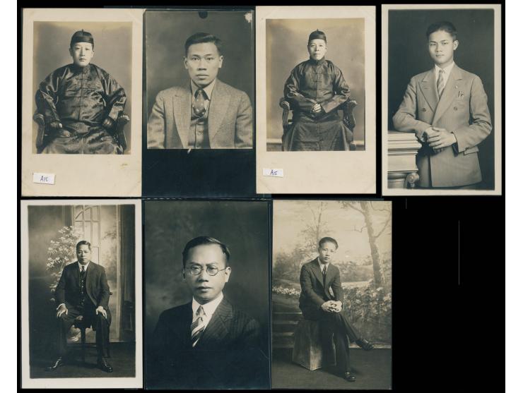 comprising black-and-white and sepia portraits of gentlemen in Western suits and traditional long gowns, including seated and