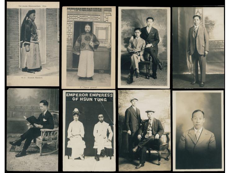 including a printed portrait card titled “Emperor Empress of Hsun Tung,” views of Chinese officials, generals, mandarins and 