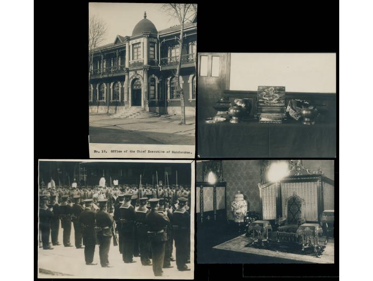 including scenes of ceremonial attendants and assembled troops, interior views of official rooms with furnishings and decorat